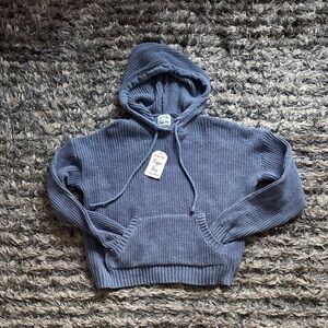 New ! Hippie Rose Super Cute Rustic Blue Knit Hoodie, Size S